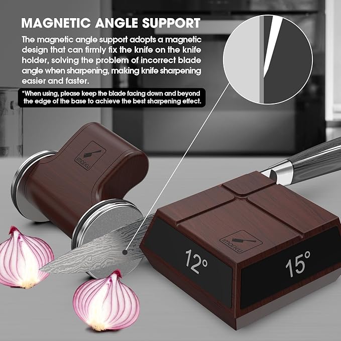 imarku Rolling Knife Sharpener Tool, Knife Sharpening Kit Made from ABS Material with 2 Diamond Discs, 4 Magnetic Angle (12°/13°/15°/20°) for Kitchen Knives, WÜSTHOF, ZWILLING, Shun, Etc