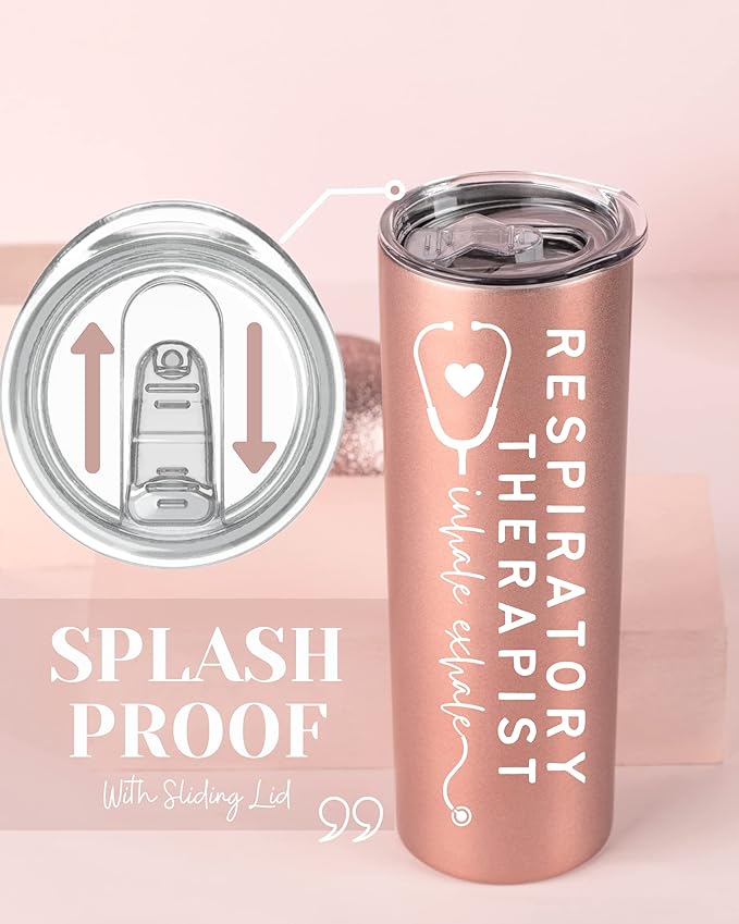 Respiratory Therapist Gifts for Women, Gifts for RT on Respiratory Care Week, Birthday and Christmas, 20 oz Insulated Stainless Steel Tumbler - Inhale Exhale