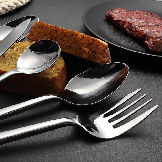 Silverware Set for 8,45 Pieces Forged Stainless Steel Flatware Set Cutlery Set,Heavy Duty and Modern Desgin,Fancy Tableware Cutlery Set for Home,Restaurant (Silver Cube 45)
