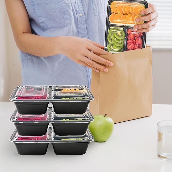 LOKATSE HOME 96 PCS Multiple-grids Combination Meal Prep Food Storage Containers with Lids Reusable Lunch Bento Boxes, BPA Free, Stackable, Microwave/Dishwasher/Freezer Safe