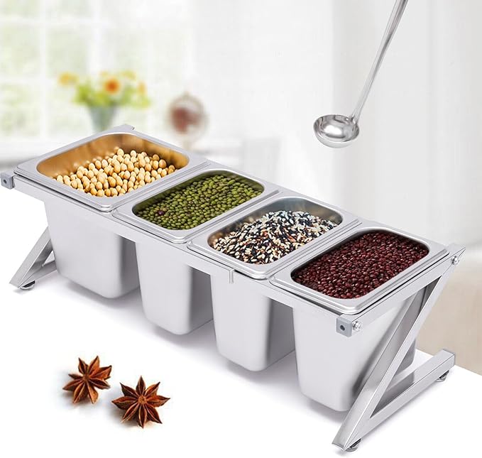 Expandable Spice Rack Set, Kitchen Spice Rack Organizer, 3x1/9 Pans and 1x1/6 Pan, Stainless Steel Spice Organizer for Pantry, with Telescoping Shelf, Countertop Holder -4 Pans