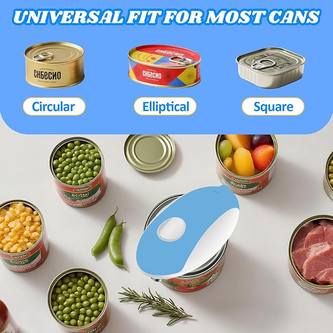 USB Rechargeable Electric Can Opener – Battery Operated, One Touch Automatic Operation, Magnetic Lid Holder & Smooth Edge Cutting, Cordless & Easy to Use for Seniors, Works with All Standard Cans