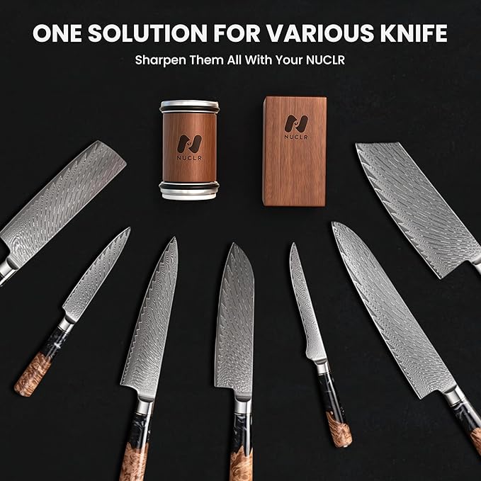 NUCLR Rolling Knife Sharpener Kit Knife Sharpening with Diamonds and Ceramic for Steel of Any Hardness Easy Kitchen knife Sharpener with Magnetic Holder with 15 & 20 Degrees