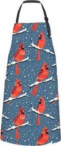 Red Cardinal Apron,Oxford Fabric Adjustable Kitchen Apron with 2 Pockets,Waterproof Cooking Aprons for Men Women Mom Wife Dad,Ideal Gifts for Coffee House,Shop,Baking,BBQ,Housewarming,28x33in