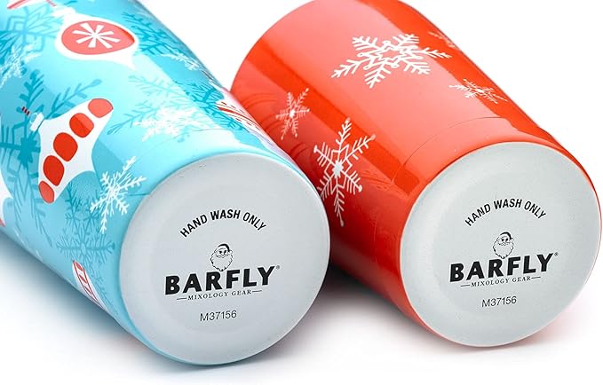 Barfly Holiday Ornaments Cocktail Shaker Set with Santa Spoon