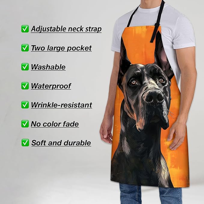 Banana Pattern Apron for Women Men 28x33in, Kitchen Chef Aprons with 2 Pockets, Polyester, Tropical Banana Apron