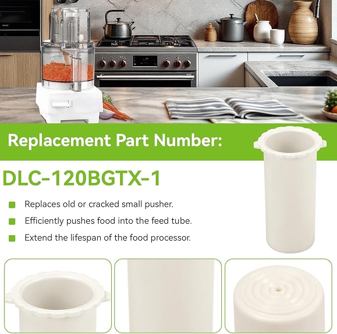 DLC-120BGTX-1 Small Pusher for Cuisinart DLC-5, DLC-10C, DLC-10S, DLC-10P & DFP-7BC Food Processor, Replacement Small Pusher for Cuisinart Food Processor