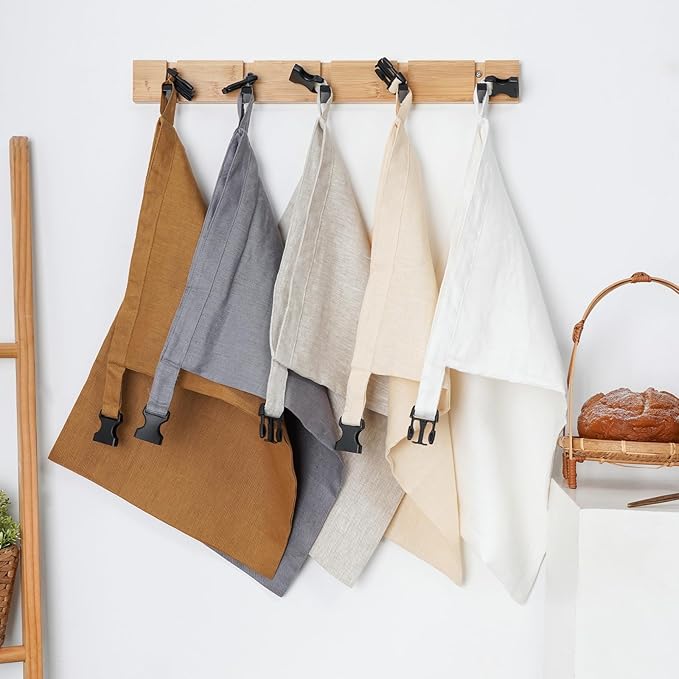 2 Pack 100% Linen Bread Bags for Homemade Bread Sourdough 13 x 19.6 Inch Reusable Bread Storage Bag 7.8 x 28.7 Inch for large Baguette (White)