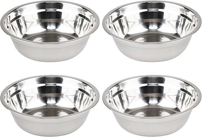 4-Pack Stainless Steel Mixing Bowls, 8.6 Inch Wide Metal Serving Bowls