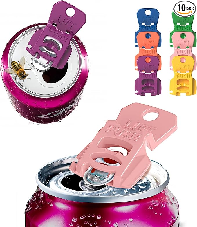 CanGuard 12 Pack Can Lids – Can Covers with Easy Tab Opener, Colorful Drink Can Protector Cap for Soda,Beer,Bug Shield for Coke, Dust at the Party, BBQ, Beach