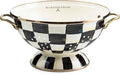MACKENZIE-CHILDS Enamel Colander, Decorative Kitchen Strainer, Large, Black-and-White Courtly Check
