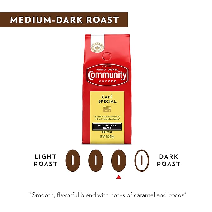 Community Coffee Cafe Special Ground Coffee, Medium Dark Roast, 64 Ounces (32 Ounce Bag-Pack of 2)