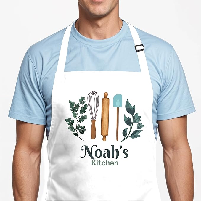 Personalized Apron for Mom, Mother's Day Gift for Mom with Custom Name, Kitchen Gifts for Mother, Women, Wife, Custom Adjustable Baking Kitchen Cooking Apron - Personalized Mom Gifts from Husband