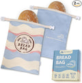 Reusable Bread Bags (2-Pack) – XL Cotton Zipper Bags with Plastic Lining for Sourdough & Homemade Bread Storage - Great Gift for Bakers