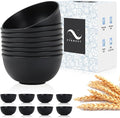 PYRMONT Cereal Bowl Sets of 8 Unbreakable Lightweight 26 OZ Bowls Set Microwave and Dishwasher Safe Wheat Straw Bowls for Soup, Oatmeal, Pasta, and Salad(Black)