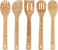 5PCS Fox Wooden Cooking Spoons Set Fox Gifts for Women Kitchen Decor Bamboo Cooking Utensil Spoons for Housewarming Wedding Anniversary Thanksgiving Christmas Gifts Mom Women