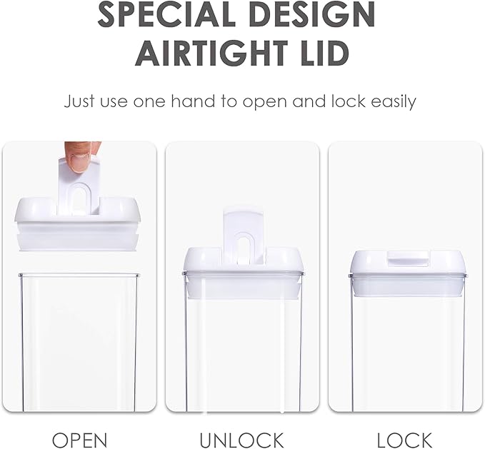 Vtopmart 4 PCS Airtight Food Storage Containers, BPA Free Plastic Spaghetti Pasta Containers with Easy Lock Lids, for Kitchen Pantry Organization and Storage, Include 24 Labels, 1.8L