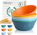 Homienly Unbreakable Cereal Bowls, Wheat Straw Bowl with Textured, 36oz Microwave Safe Plastic Bowls for Kitchen, Party, Large Soup Bowls for Popcorn, Ramen, Salad, Dishwasher Safe (Multi,6 PCS)