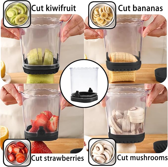 Hendiy Strawberry Slicer with Stainless Blades | Egg & Fruit Slicer Cup for Banana, Cucumber, Mushroom | ABS Detachable Kitchen Gadget - Precision Berry Cutter Tool (Black, 1-Pack)