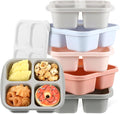 Honeydak 5 Pack Snack Containers 4 Compartment Bento Snack Boxes Reusable Lunchable Containers with Lids Divided Meal Prep Lunch Food Storage Box for School Work Travel(Morandi,Equal)