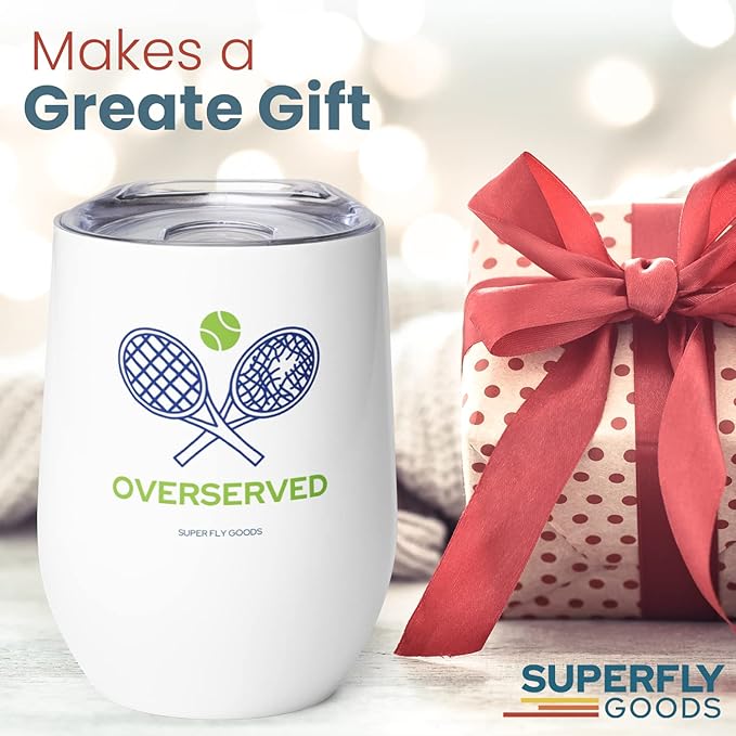 Super Fly Goods Tennis Lovers Premium Stainless Steel Insulated Travel Mug 12 oz, Leak-Proof, Keeps Beverages Hot or Cold for 12 Hours, BPA-Free, Ideal for Outdoor Activities, Gifts (Tennis)