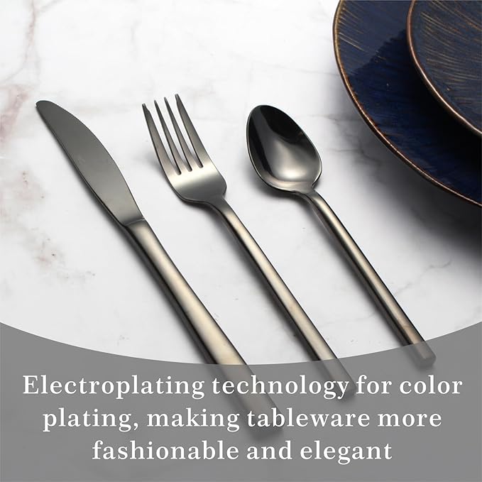 Silverware Set for 4,20 Pieces Forged Stainless Steel Flatware Set Cutlery Set,Heavy Duty and Modern Desgin,Fancy Tableware Cutlery Set for Home,Restaurant,Mirror Polished,Dishwasher Safe