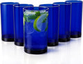 Zulay Kitchen Acrylic Glasses Drinkware - 6 Piece Unbreakable Plastic Tumblers - BPA-Free, Reusable Plastic Drinking Glasses for Home & Outdoors - Stackable, Lead-Free, Dishwasher Safe, Dark Blue 16oz