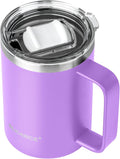 14/24oz Insulated Coffee Mug Cup With Handle, 304 Stainless Steel Vacuum Insulation, Tritan Detachable Slider Lid, BPA Free, Dishwasher Safe - Office & Home - Lilac