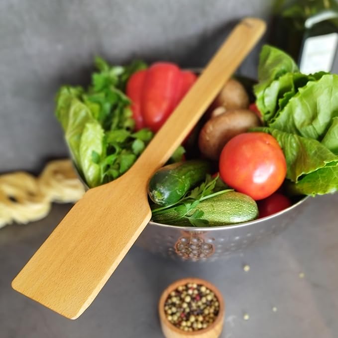 3 Large Wooden Spoons: 18" Paddle, 18" and 14" Spoons with a Scoop Bundle. Heavy Duty Long Wooden Spoons For Cooking In Big Pots - Brewing, Canning, Crawfish Boil, Stirring & Mixing.