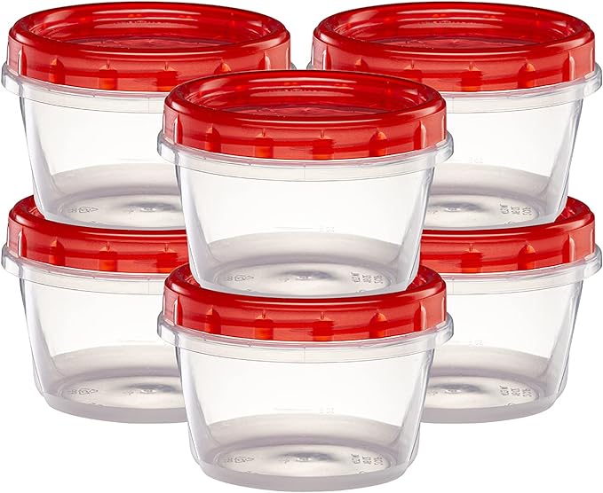 (16 Ounce 20 Pack) Twist cap Containers Clear Bottom With Red Top Screw on Lids Twist Top Food Storage Freezer Containers