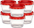 (16 Ounce 20 Pack) Twist cap Containers Clear Bottom With Red Top Screw on Lids Twist Top Food Storage Freezer Containers