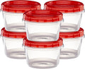 (16 Ounce 10 Pack) Twist cap Containers Clear Bottom With Red Top Screw on Lids Twist Top Food Storage Freezer Containers