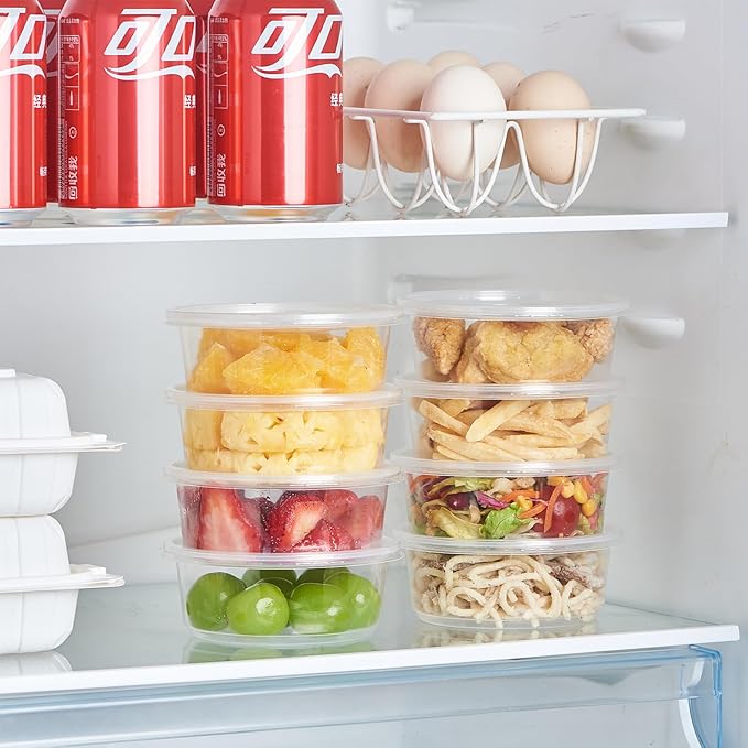 FULING [50 Set - 16 oz. Plastic Deli Disposable Food Storage Containers With Airtight Lids …