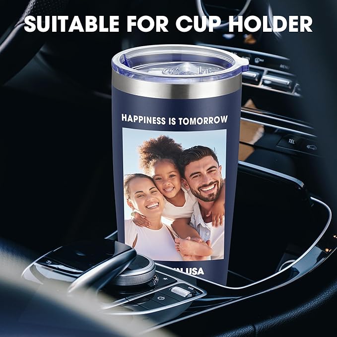 Personalized Coffee Tumbler Print in USA 20oz Stainless Steel Double Wall Insulated Coffee Cup With Text Photo Logo