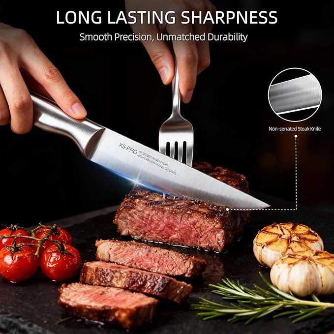 Magnetic Knife Block Set, 13-Piece | Japanese Stainless Steel Kitchen Knives with Dual-Tone Block