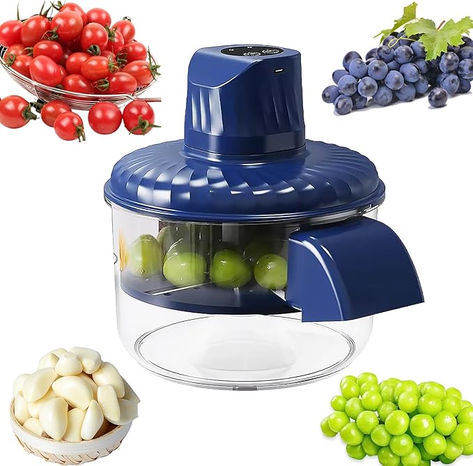 Large Size Electric Grape Peeler Machine, Automatic Multi-Functional Garlic Peeler Machine for Fruit, Tomato, Cherry, Potato, and Vegetables Efficient Kitchen Gadgets, Blue