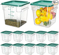 Lallisa 12 Pack 8 Qt Clear Food Storage Container with Handles and Lid Commercial Grade Square Food Storage Containers Polycarbonate Air Tight Box for Home Restaurant Kitchen