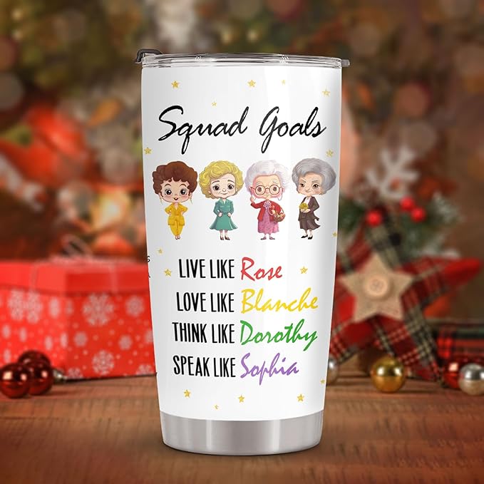 34HD Valentine Friend Gifts, Golden Movie Tumblers with Lid 20 oz Stainless Steel, Best Friend Travel Cup Mug, Friend Decor, Birthday Gifts for Bestie Women Girls
