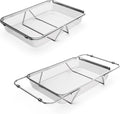 Extendable Dish Rack with Feet, Vegetable Colander Basket, Stainless Steel Dish or Silverware Drying Rack, Ultimate Kitchen Organizer Over The Sink (11.81 x 8.27 x 2.76 Inches)