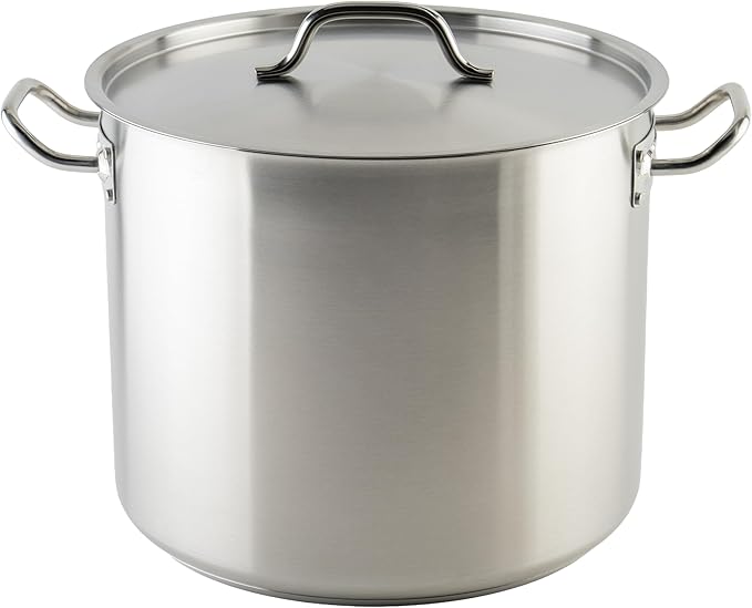 Winware Stainless Steel 32 Quart Stock Pot with Cover, Silver