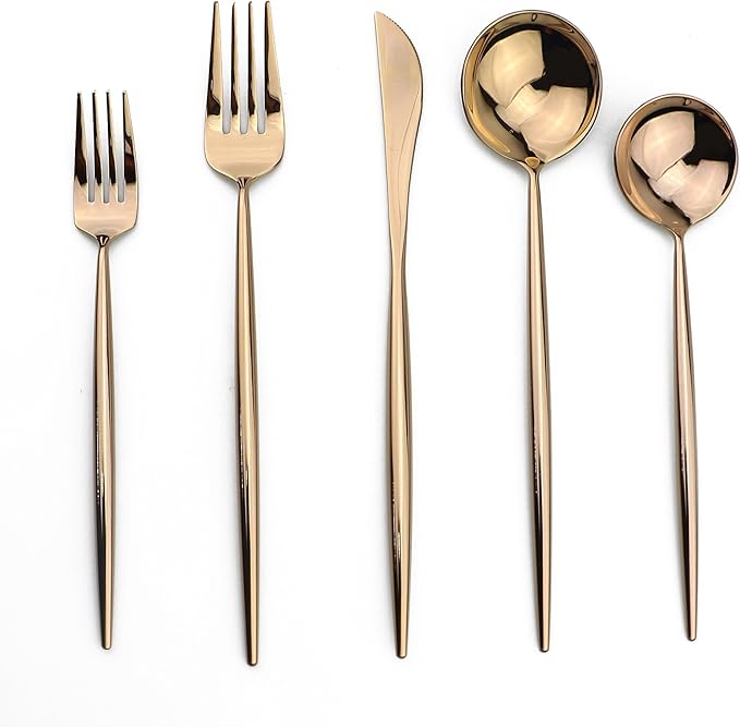 20-Piece Flatware Set, 18/10 Stainless Steel Dishwasher Safe, Mirror Polishing Rose Gold