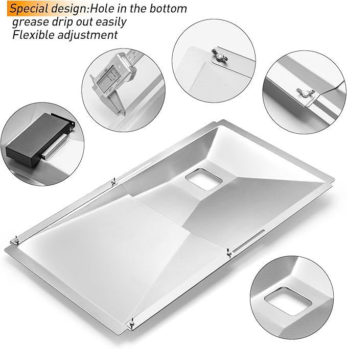 Drip Pan fits Nexgrill Parts, Adjustable with Drip Tray Suitable for Dyna Glo, Kenmore BHG, Grill Master, Backyard, Universal Drip Tray for 3/4/5 Burner,Grease Tray for Charbroil Expert Gas Grill