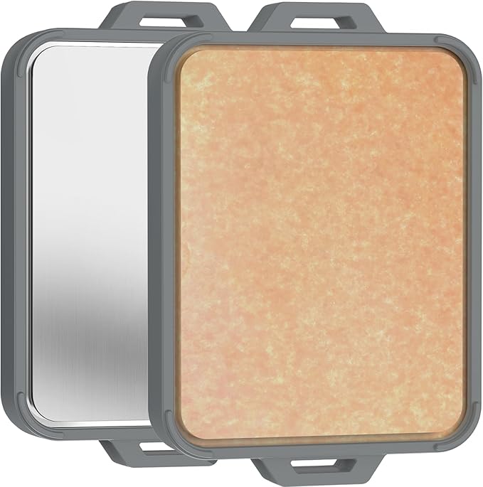 Titanium Cutting Board for Kitchen, Double Sided Pure Titanium and Wood Fiber Cutting Board with Juice Groove, Food Grade Material, Dishwasher Safe