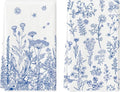 Artoid Mode Blue Antique Herbs Wild Flowers Leaves Spring Kitchen Towels Dish Towels, 18x26 Inch Seasonal Decoration Hand Towels Set of 2