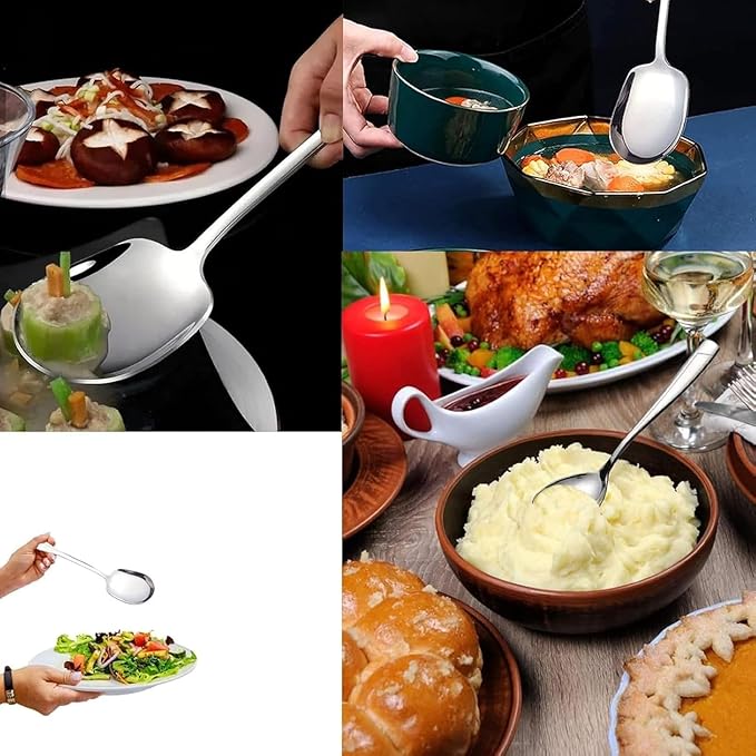 2 Pieces Large Serving Spoons Foodgrade 18/8 Stainless Steel Serving Spoons Set Serving Spoon for Buffet Salads Pasta Platters Mashed Potatoes Etc - 11.5 inches