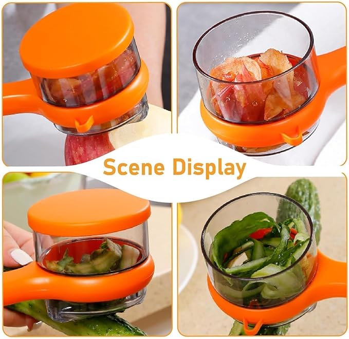 Peeling Knife with Storage Box, 2026 New with Box Storage Kitchen Special Fruitpeeler, Fruit and Vegetable Peeler with Container, Double-Sided Stainless Steel Peeler Gadgets | Easy to Use (Orange)