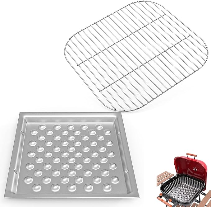 Grill Replacement Parts for Americana Walk-A-Bout, Swinger, Sizzler, and Traveler Charcoal Grills, Cooking Grid and Ash Pan for Americana 1040.8.001,1025.8.001