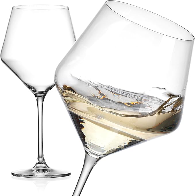 Glaver's Wine Glasses,White Red Wine Large Glasses Set of 4,Lead-Free Premium Crystal Clear Glass,Hand Blown Italian Style Burgundy Long Stem Wine Glasses,Great Gift Packaging(23oz,4pack)