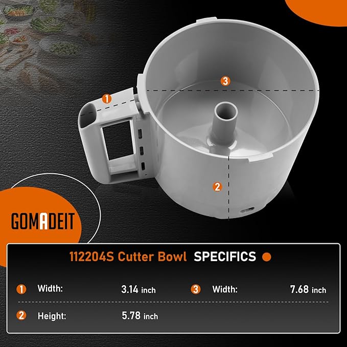 112204S Cutter Bowl fits for Robot Coupe R2 3L Gb, R2, R2B, R2N, R2 Dice Food Processor, 3 Quart Gray Bowl