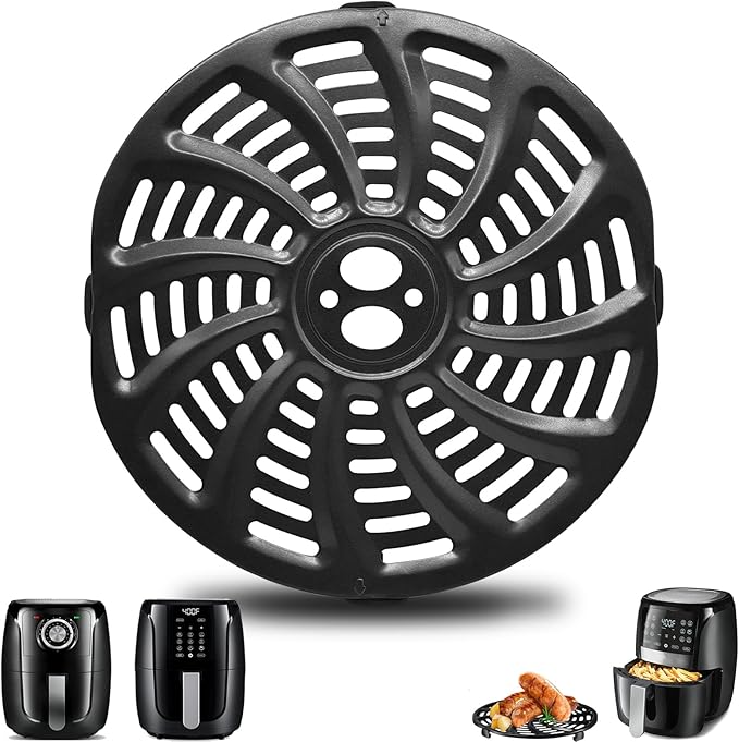 GCQ Air Fryer Grill Pan for Gourmia GAF536 GAF556 GAF566 5QT Air Fryer, 8.8''×8.4'' Nonstick Air Fryer Replacement Tray Parts Rack Basket Accessories Grill Plate Crisper Plate with Rubber Bumpers
